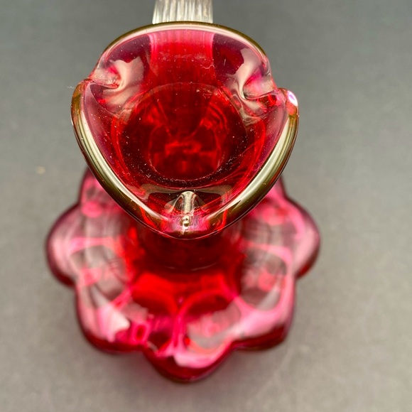 Inverted Coin Dot Cruet With Overlay Clear Ribbed Handle & Stopper - Picture 7 of 11